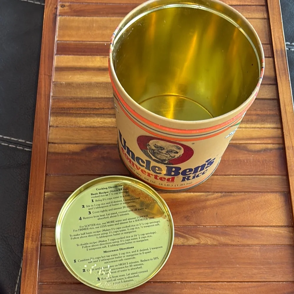 Vintage 1985 Uncle Ben's Converted Rice 64 Oz Advertising Tin: Reproduction
